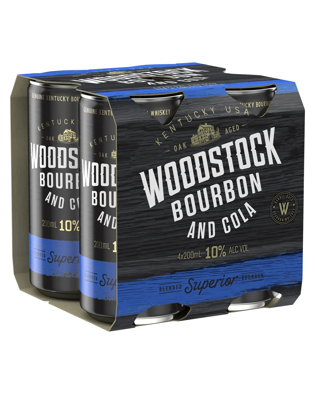 Woodstock Bourbon and Cola 10% Cans 4X200mL