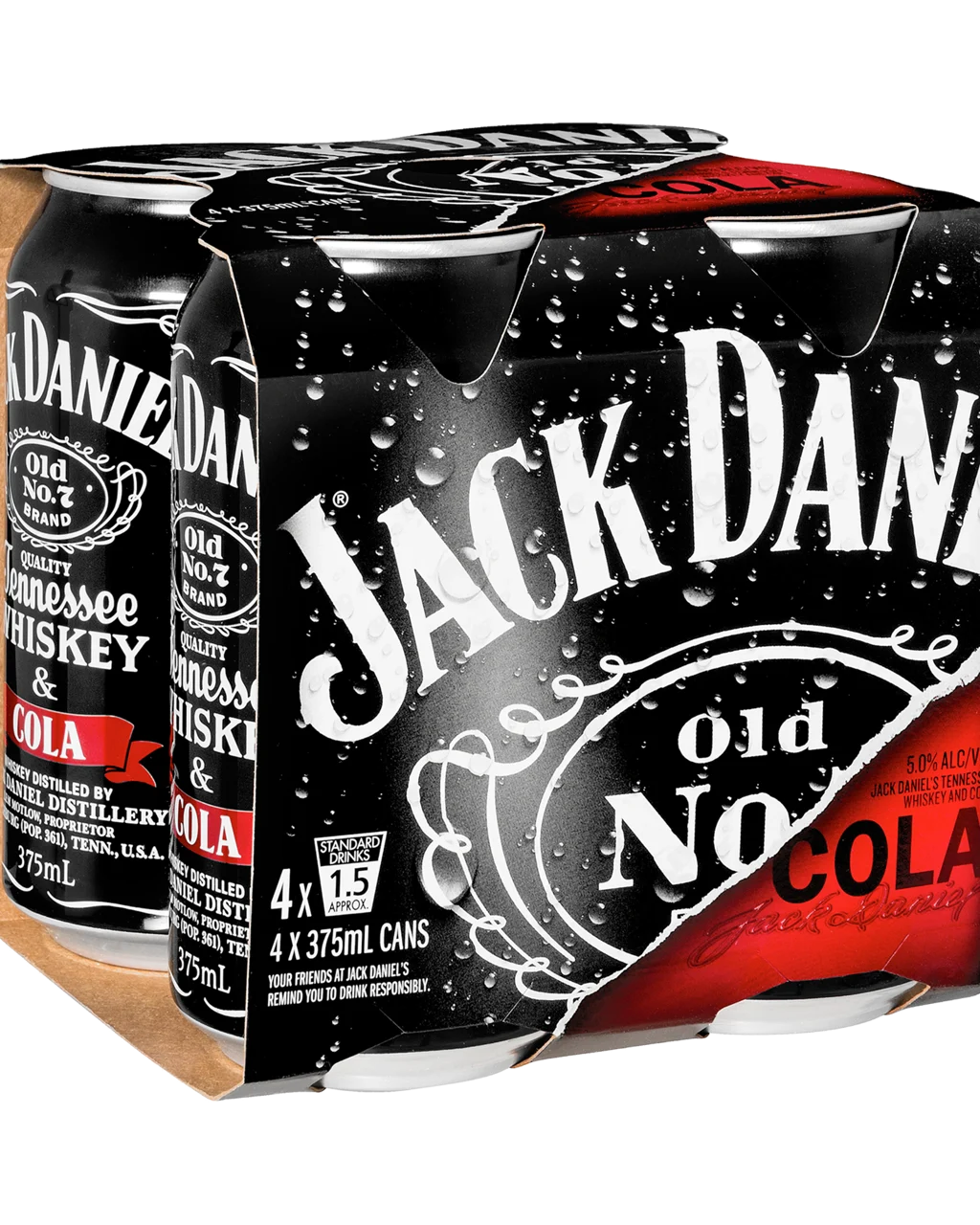 Jack Daniel's Tennessee Whiskey & Cola Cans 4X375mL