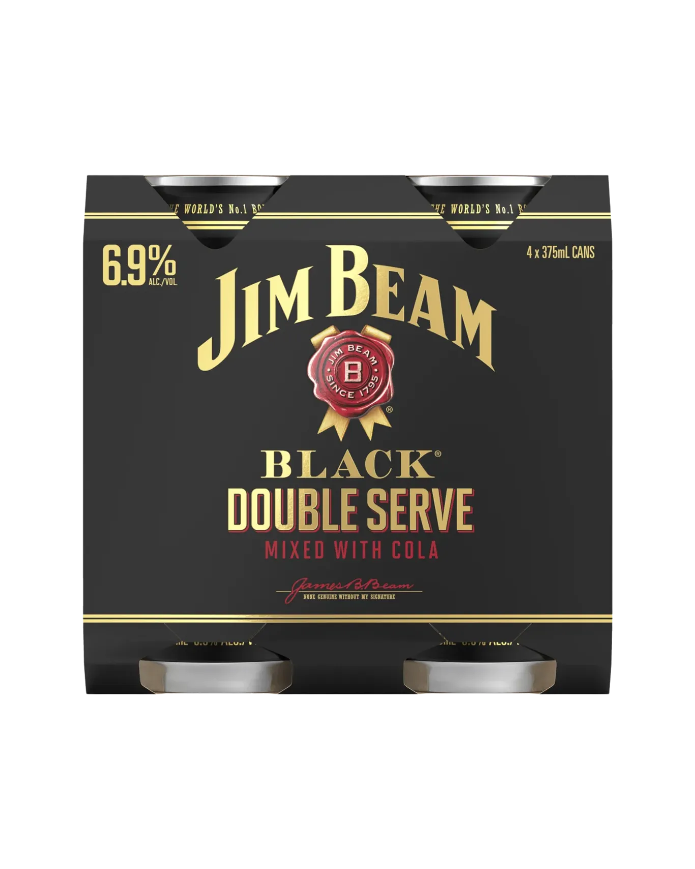JIM BEAM BLACK DOUBLE SERVE 375ML CANS 4 PACKS